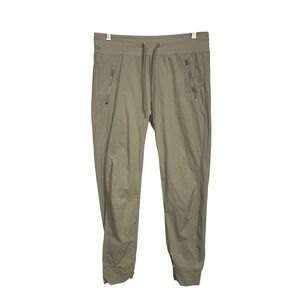 Athleta Tan Jogger Pants Size 6 Zip Pockets Drawstring Waist Athleisure